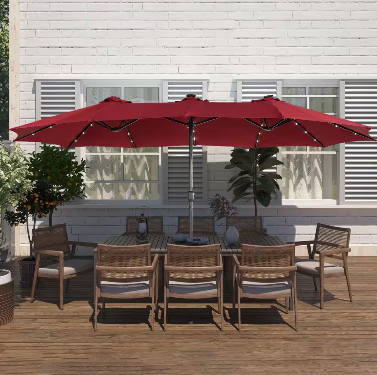 LumiYard | Triple Umbrella with Lights & Stand