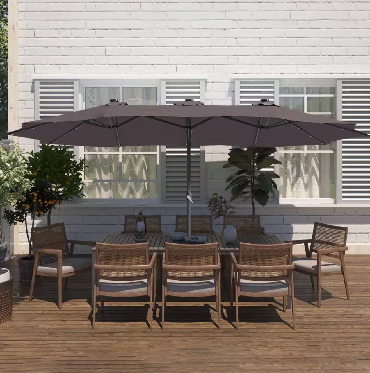 LumiYard | Triple Umbrella with Lights & Stand