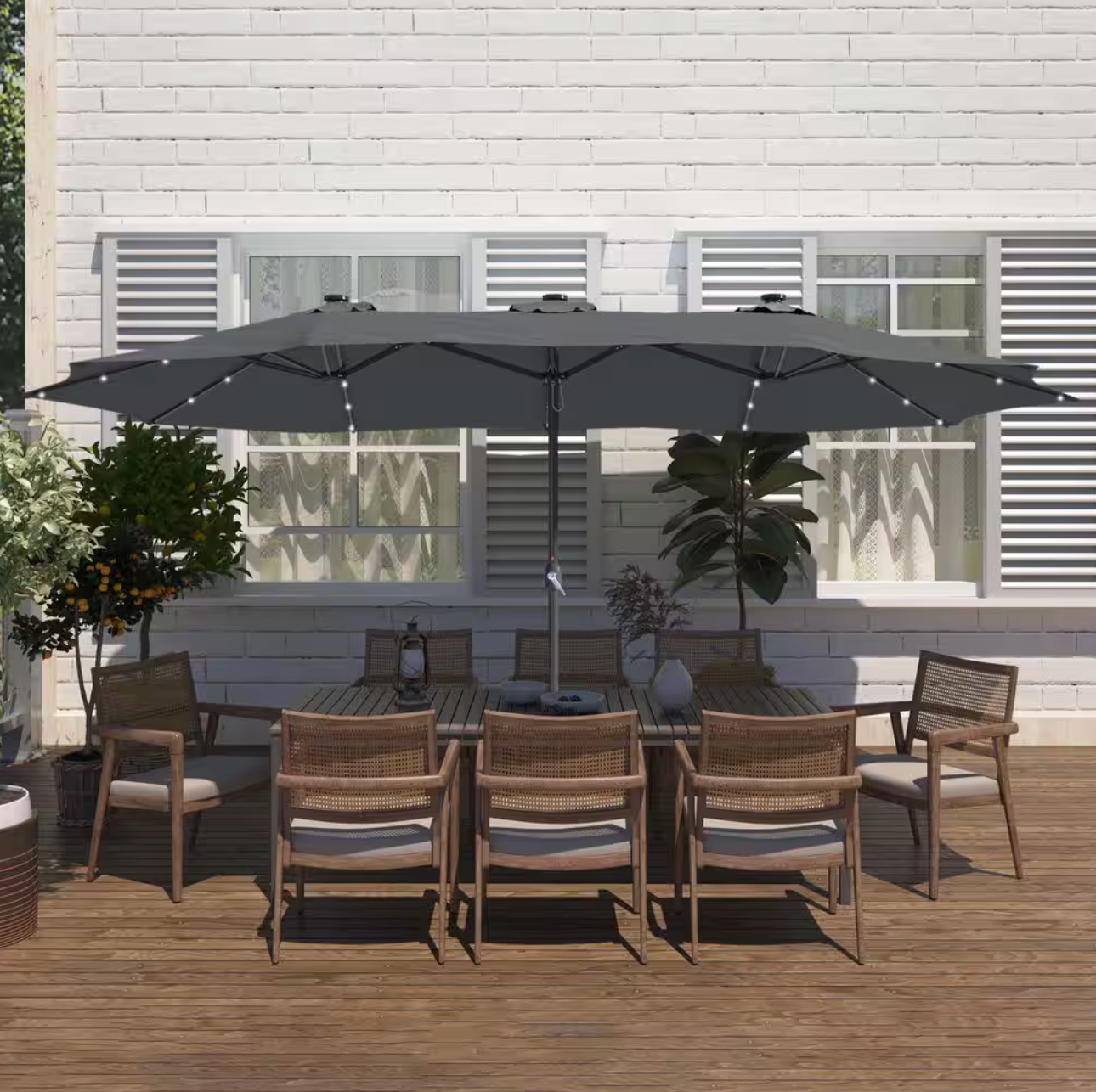 LumiYard | Triple Umbrella with Lights & Stand