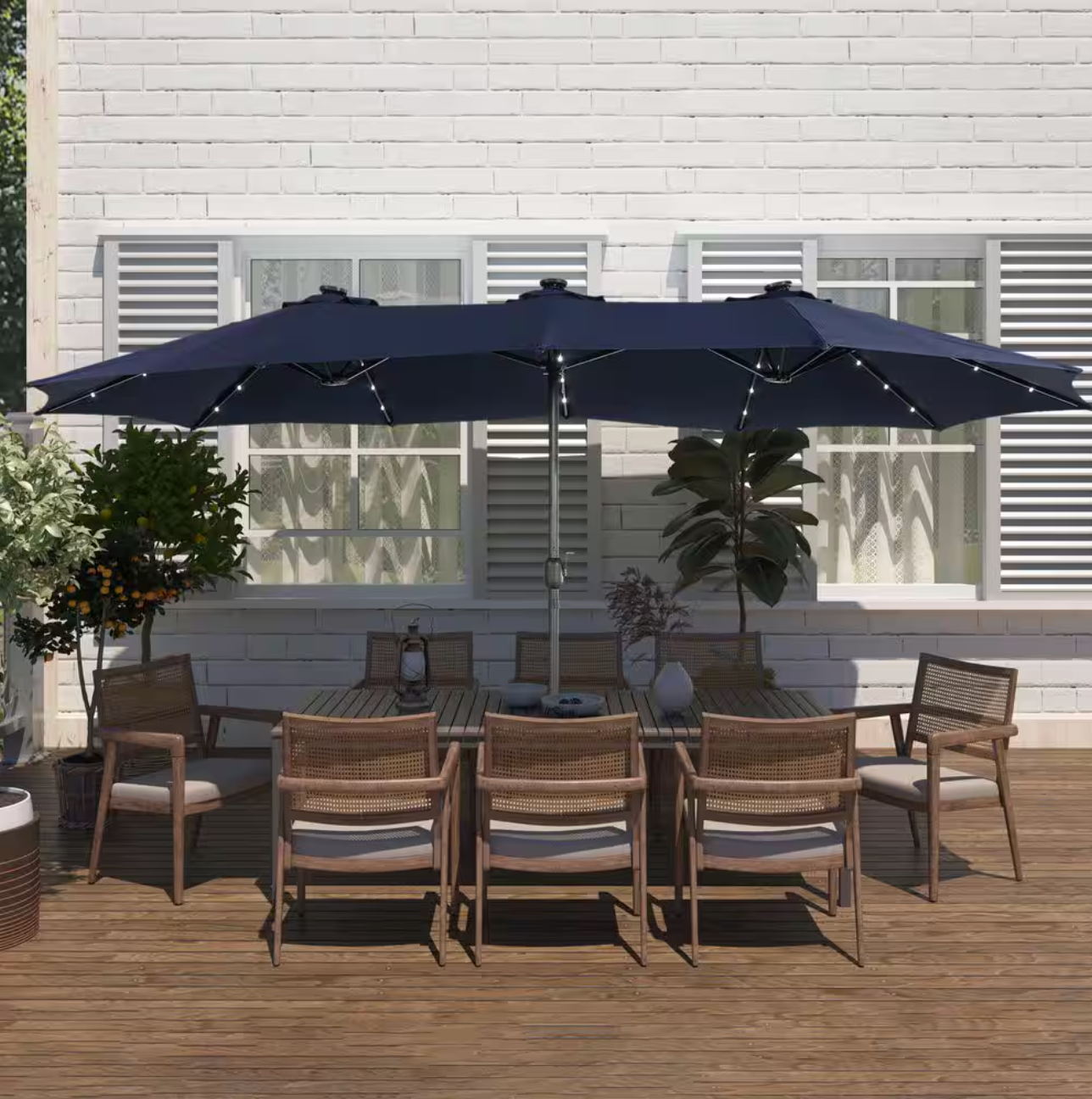 LumiYard | Triple Umbrella with Lights & Stand