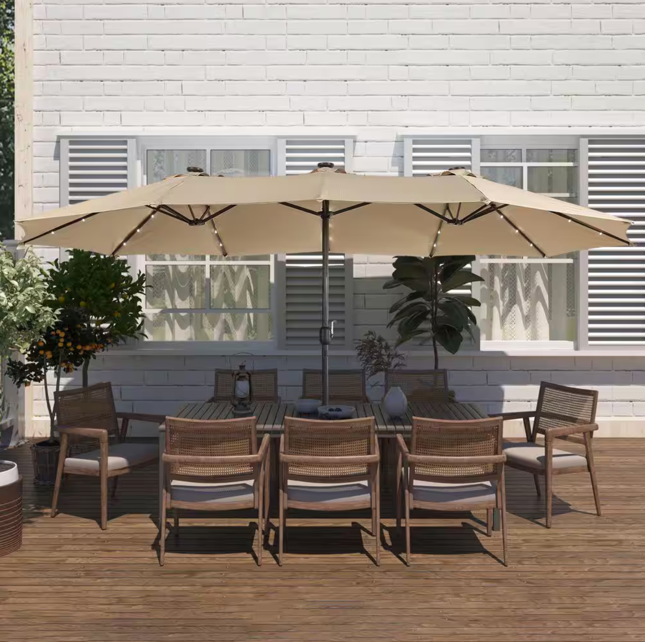 LumiYard | Triple Umbrella with Lights & Stand