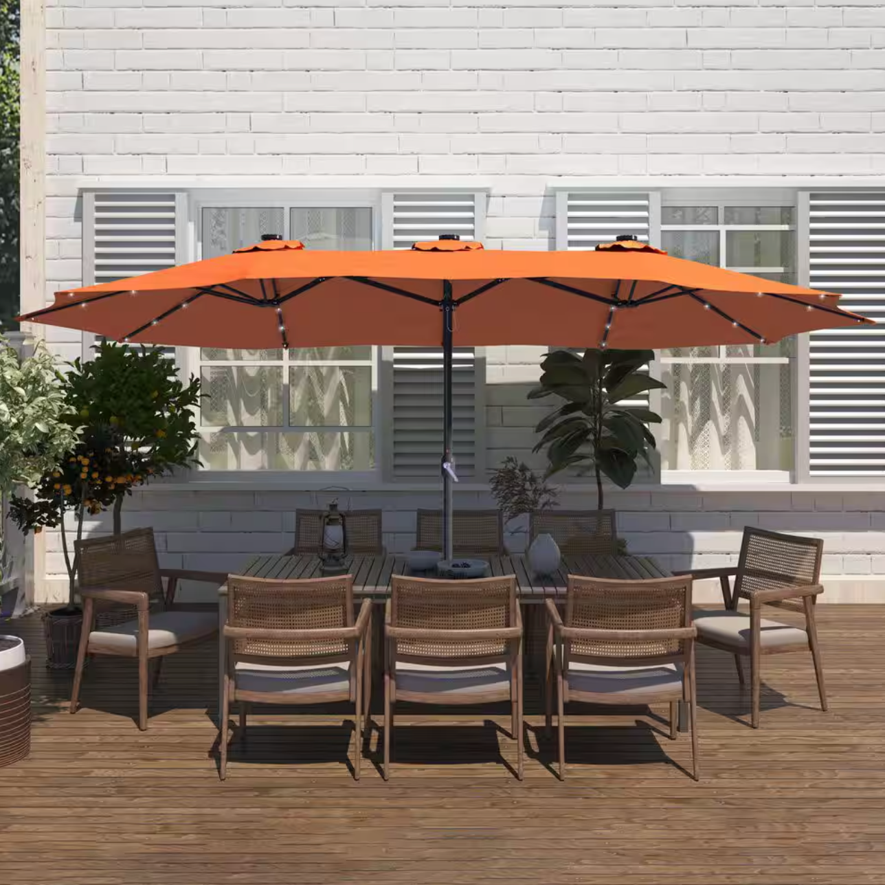 LumiYard | Triple Umbrella with Lights & Stand