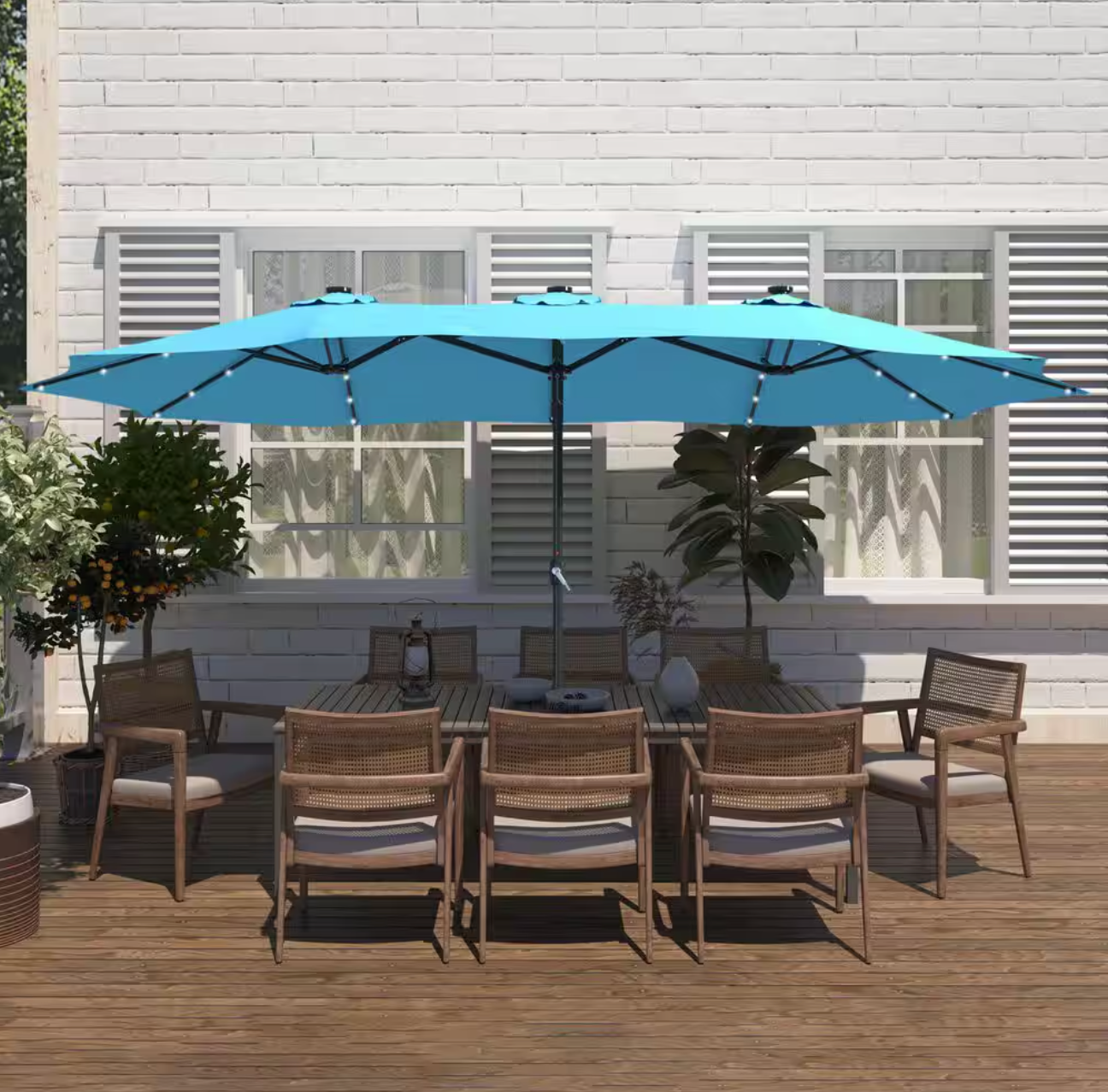 LumiYard | Triple Umbrella with Lights & Stand
